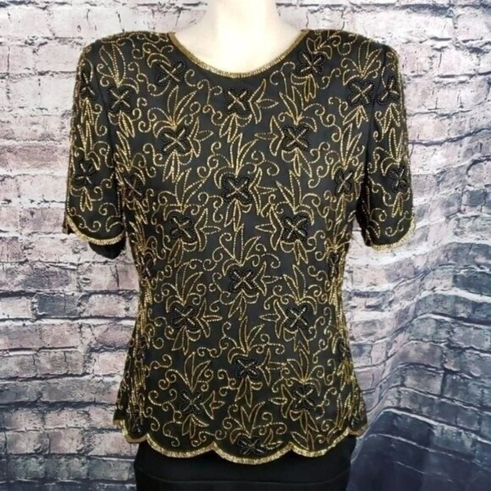 Royal Feelings Silk Hand Beaded Top Medium